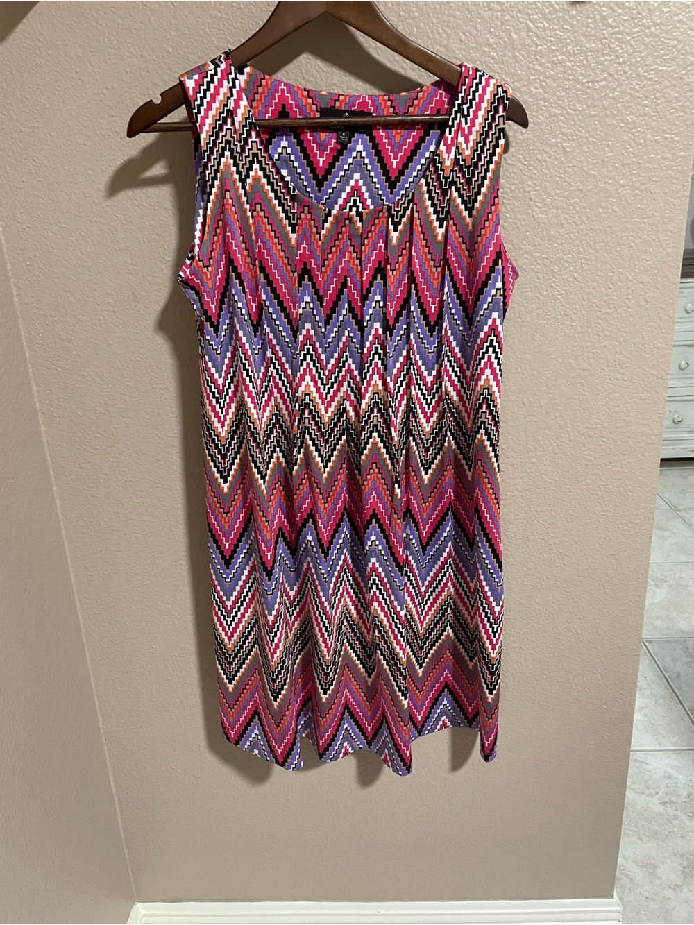 Ronni Nicole Multicolor Chevron Sleeveless Dress - Pink, Purple, Black
